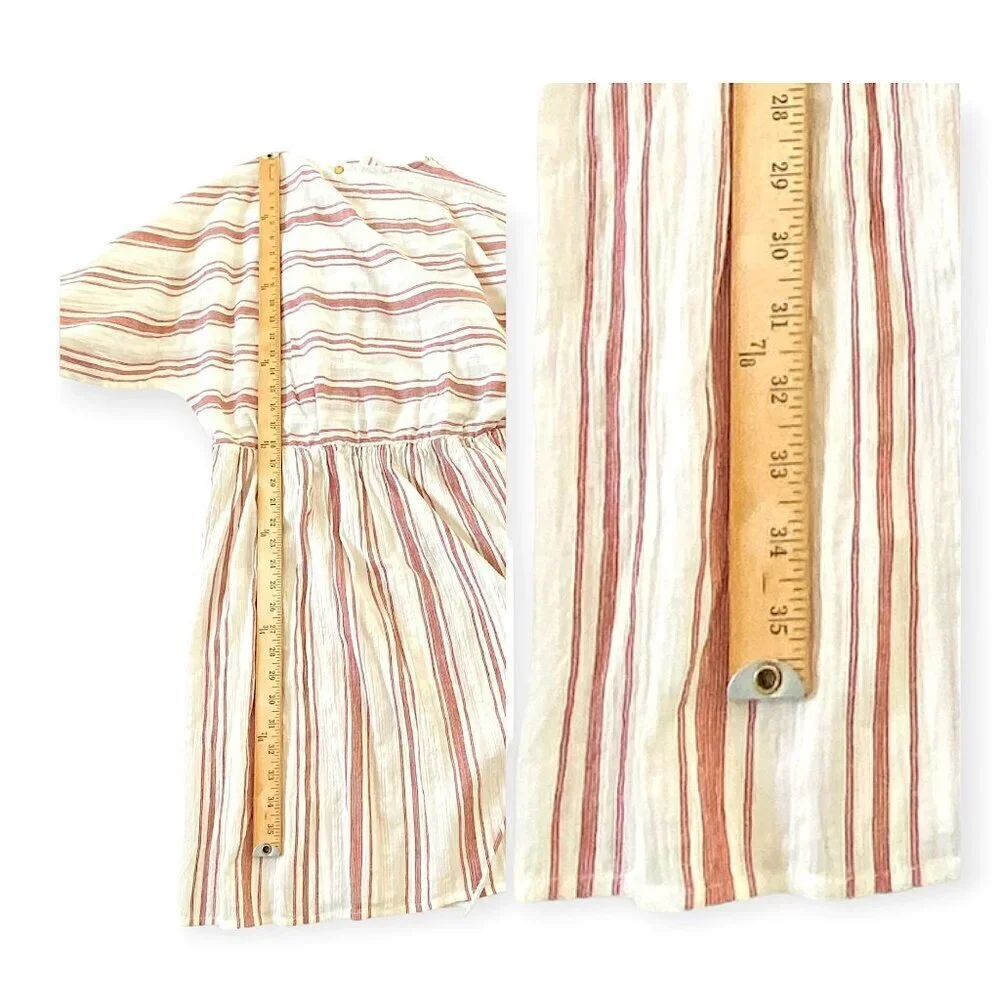 Antik Batik Serifos ruffled striped cotton‎ mini dress Size 42 FR/US 10, NWT